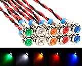 Gebildet 10pcs 6mm DC 12-24VDC Wasserdicht erkabelt LED Kontrollleuchte Set(5...