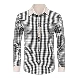 Oktoberfest Herrenhemd Trachtenhemd Kariert Trachten Shirt Button Down Baumwolle Langarm Karohemd...