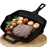 KAISERTAL® Grillpfanne - 27cm Premium Grillpfanne Gusseisen. Die Gusspfanne ist Induktionsgeeignet,...