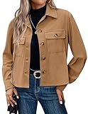 Hotouch Damen Jacke Kurz Cordjacke mit Knöpfen Winter Herbst Outwear Shacket Jacke Leicht Blouson...