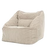 Icon Natalia Sitzsack Sessel für Erwachsene, Beige, Flauschiger Cord Stoff, Riesen Sitzsack Cord...