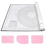 Silikon Backmatte Backunterlage Groß 70 x 50 cm Antihaft Teigmatte Ausrollmatte mit Messung...
