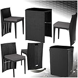 tectake® Poly Rattan Bistroset, platzsparend zusammenschiebbar, Gartenmöbel Set mit 2 Stühlen &...