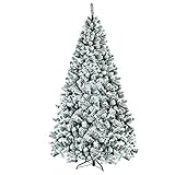COSTWAY 180/225cm Künstlicher Weihnachtsbaum mit Schnee, Tannenbaum mit Metallständer, Christbaum...