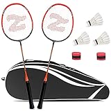 Philonext Badmintonschläger Set mit 3 Federbällen & Tragetasche & 2 Overgrip, Carbon Profi...