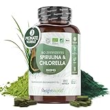 Bio Spirulina & Chlorella - 3 Monate Vorrat - 1500mg Pulver nur in 2 Kapseln - Zertifizierte Zutaten...