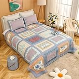 YADLCR Gesteppte Bettdecken für 2 Personen, Patchwork Decke Quilt Bettdecke, Bedruckte Steppdecke...