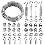 20m Edelstahl Stahlseil Kit, 3mm Drahtseil Rankhilfe Spanndraht mit M5 Edelstahl...