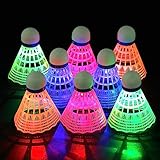 KATELUO Led Badminton Bälle,8pcs Federbälle Led,Badminton Federball,Natur Federbälle,Nylon Led...