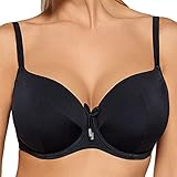 AVA Damen Bikini Oberteil Bademode Musterlos Bügel Regulierbar SK-13, Schwarz,80G