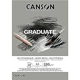 Canson Graduate - C400110371 Mix Media Papier Block, DIN A4, 30 Blatt, 220 g/m², Grau