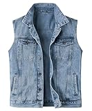 Harbrosrce Classics Herren Weste Denim Vest Ärmellose Jeansweste Cowboy Jacke Motorradweste...