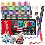 Gelanty Acrylstifte, 72 Farben Acrylic Paint Marker mit flexibler Pinselspitze, Direktflüssigkeit...