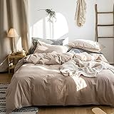 Sedefen Bettwäsche Set 135x200cm Baumwolle Khaki Taupe Einfarbig Premium Renforce Uni Einzelbett...