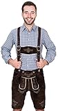 Bayerische Herren Trachten Lederhose kurz, Trachtenlederhose mit Trägern, original in Dunkelbraun,...