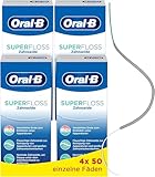 Oral-B Super Floss Zahnseide, ideal für Zahnspangen, Brücken und breite Zahnzwischenräume, 4x 50...