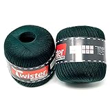 Twister Häkelgarn dunkelgrün Handstrickgarn Baumwollgarn 2x100g