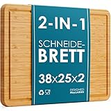 2-in-1 Schneidebrett Holz und Serviertablett aus Bamboo - Groß - 38 x 25 x 2 cm - Die Perfekte...