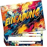 Hierein Einladungskarten Junge, 12 Stück Stylishe Graffiti Einladungskarten Kindergeburtstag Party...