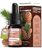 Naturschein BIO Zedernholzöl 10ml [100% Naturrein] | Ätherisches Öl für Aromatherapie,...