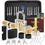 IPSXP Lockpicking Set, 32 Stück Dietrich Set mit 4 Transparentem Trainingsschlössern und Handbuch...