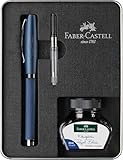 Faber-Castell 149625 - Schreibset Essentio Aluminium Blau, mit Füller M, Tintenfass 30 ml und...