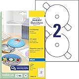 AVERY Zweckform C9660-25 selbstklebende CD-Etiketten (50 blickdichte CD-Aufkleber, Ø 117mm auf A4,...