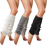 Celiodd 3 Paar Winter Stulpen Damen Häkelarbeit Gestrickte Leg Warmers Modisch und Vielseitig Warm...