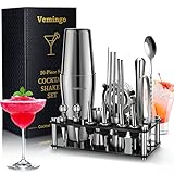 20 Teiliges Geschenkset Cocktail Set Boston Shaker mit Acryl Ständer | Cocktail Shaker Set...