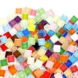 500g Bunte Kristall Mosaik Fliesen, 1 x 1cm Quadratische Mosaiksteine, Glasmosaik Bastelset, Mini...