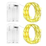 Gcstnn Lichterketten Batterie Timer, 2 Stück 3M 30LED Micro Fairy Lights IP65 Wasserdichte...