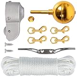 Mirweon Rostbeständiges Fahnenmast aus Aluminiumguss, Montage-Set mit 15 m langem Seil und...
