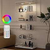 Aplancee Glasvitrine Standvitrine in Weiß mit LED, 188.8 * 36.3 * 80.7cm Vitrinenschrank mit 5...
