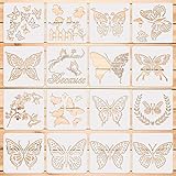 BLMHTWO 16 Stück Schmetterling Schablone, Schablonen Wandgestaltung Wiederverwendbar Schmetterling...