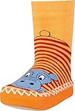 Playshoes Jungen Unisex Kinder Hüttenschuh Socken, rot-Nilpferd, 19/22 EU
