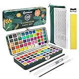 Artecho Aquarellfarben Set 100 Farben in Tragbarer Box, Mit Pinsel und Aquarellpapier, Aquarell für...