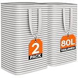 Lifewit 2er Set 80L Wäschekorb, Großer Faltbare Wäschebox, Wäschesammler, Wäschesortierer,...