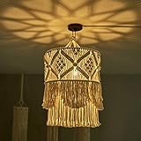 Jevindo Hand Gemachte Wand Tapisserie Lampenschirm BöHmen Makramee Boho Dekor Handcraft Quaste...