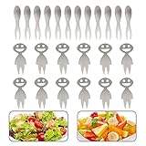SENZEAL 24 Stück Obstgabeln Edelstahl Mini Fruchtgabeln Dessertgabeln Kuchengabeln Lustige...