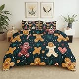 Bettwäsche 180x200cm 3teilig Weihnachten Herzförmiger Zuckerstock Bettwäsche Sets Microfaser...