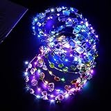 URAQT LED Blumenkranz Stirnband, 12PCS Haarkranz Blumen Mallorca Party Accessoires, Damen und Kinder...
