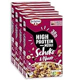 Dr. Oetker High Protein Müsli Schoko & Nuss 4er Pack Müsli aus wertvollen Flocken, Protein...