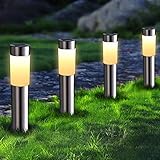 Joomer Solarlampen für Außen 4 Stück Edelstahl LED Solarleuchten Garten Außenleuchte Wetterfest...