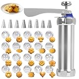 Rosedreamer Gebäckpresse, Keksmaschine, Kekspresse, mit 20 Schablonen, 8 Edelstahl Tüllen,...