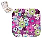Schmuck-Organizer-Box, PU-Leder, kleines Schmuckkästchen, verschiedene Farben und Blumen