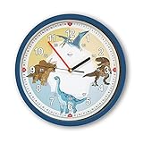 Bruni Dinosaurier Kinderwanduhr - Kinderzimmeruhr für Mädchen und Jungen, Wand-Uhr ohne...