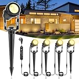 IRISECO Gartenbeleuchtung LED, 15m 4er Gartenstrahler mit Strom Erdspieß, 12V 3W Gartenbeleuchtung...