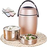 VOSMII Lunchbox Drei-Schicht Vakuum Suppe Behälter, Edelstahl Food Jar Hot Food mit isolierten...