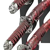 DerShogun Samuraischwert Set Red Dragon Katana Wakizashi Tanto mit Schwertständer