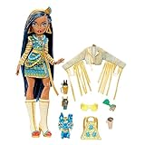 Monster High Cleo de Nile Puppe - Königliches Outfit, Killerstiefel, Pyramidenrucksack, Zubehör,...